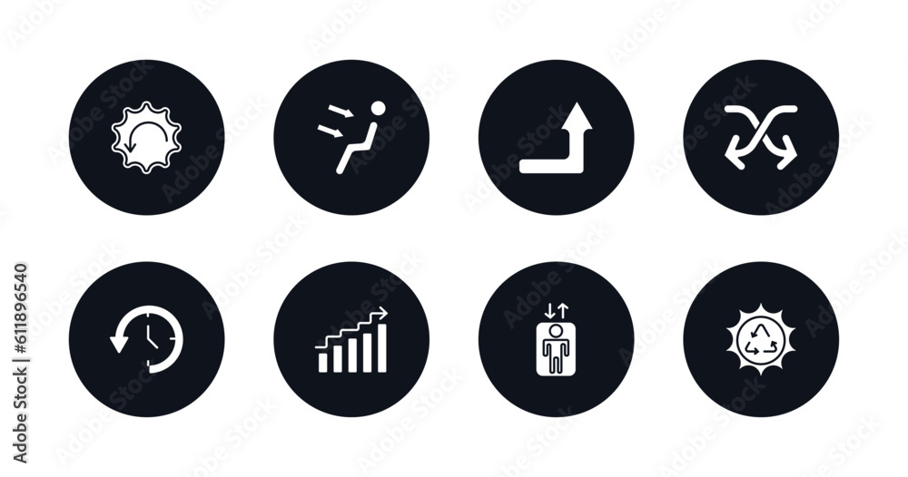 symbol for mobile filled icons set. filled icons such as downward rotation, air outlet, right up arrow, move content, circular arrow clock, increasing, lift, solar recycle vector. symbol for mobile filled icons set. filled icons such as downward rotation, air outlet, right up arrow, move content, circular arrow clock, increasing, lift, solar recycle vector.