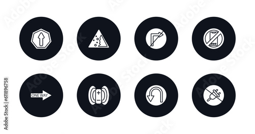 symbol for mobile filled icons set. filled icons such as ahead only, falling rocks, no turn, no mobile phone, one way, magnetic field, left hair pin, no plug vector.