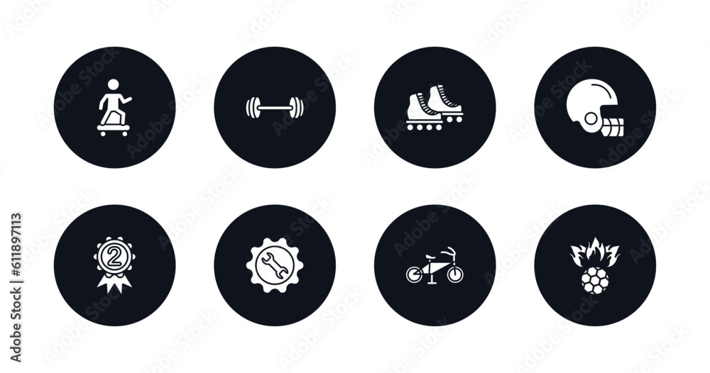 symbol for mobile filled icons set. filled icons such as skating, gym weight, roller skate, baseball helmet, second prize, equipment, race bike, soccer football ball vector. symbol for mobile filled icons set. filled icons such as skating, gym weight, roller skate, baseball helmet, second prize, equipment, race bike, soccer football ball vector.