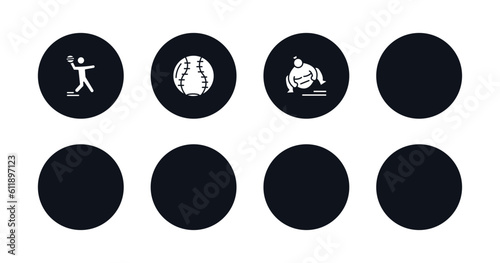 symbol for mobile filled icons set. filled icons such as diving sport, racewalking, dodgeball, unicycling handball, softball, cycling, drifting, sumo vector.