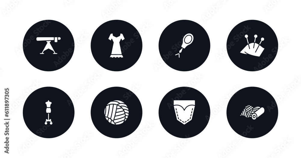 symbol for mobile filled icons set. filled icons such as ironing board, clothing, threader, pin cushion, mannequin, yarn, jeans pocket, material vector. symbol for mobile filled icons set. filled icons such as ironing board, clothing, threader, pin cushion, mannequin, yarn, jeans pocket, material vector.