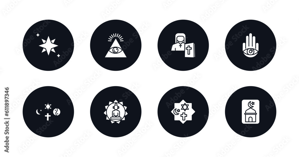 symbol for mobile filled icons set. filled icons such as holy star, cao dai, orthodox, hamsa, religion, buddhism, monotheism, vector. symbol for mobile filled icons set. filled icons such as holy star, cao dai, orthodox, hamsa, religion, buddhism, monotheism, vector.