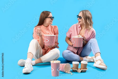 Young sisters in 3D glasses...