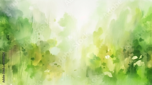 green watercolor foliage abstract background. Generative AI. spring eco nature