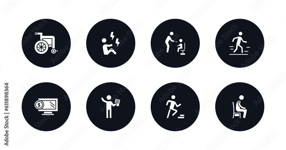 symbol for mobile filled icons set. filled icons such as wheel chair, pain, feeding, walk, online business, worker with notepad, smortsmen, sitting down vector. symbol for mobile filled icons set. filled icons such as wheel chair, pain, feeding, walk, online business, worker with notepad, smortsmen, sitting down vector.