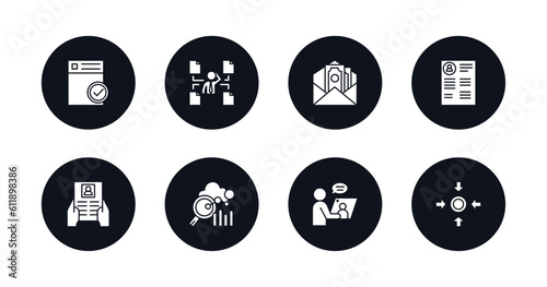 symbol for mobile filled icons set. filled icons such as approved, multitask, salary, curriculum vitae, job application, benchmarking, video conference, meeting point vector.