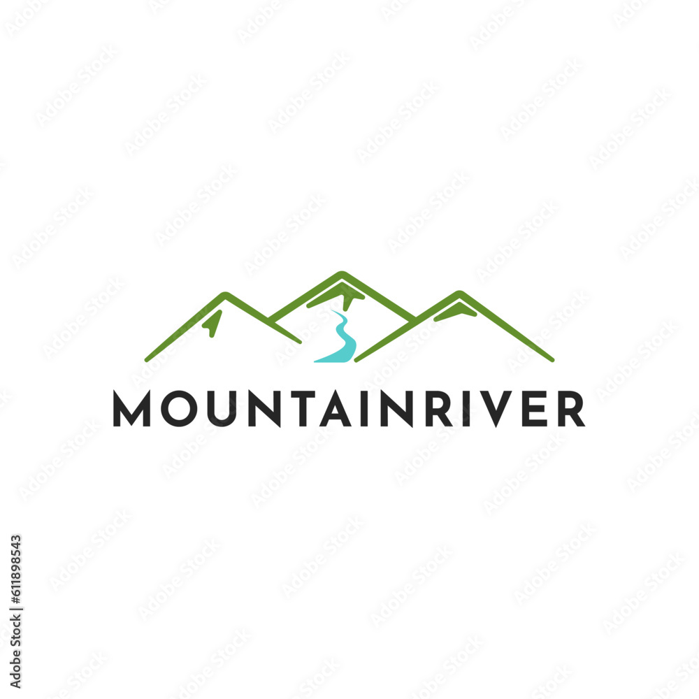 Fototapeta premium Mountain river logo design template