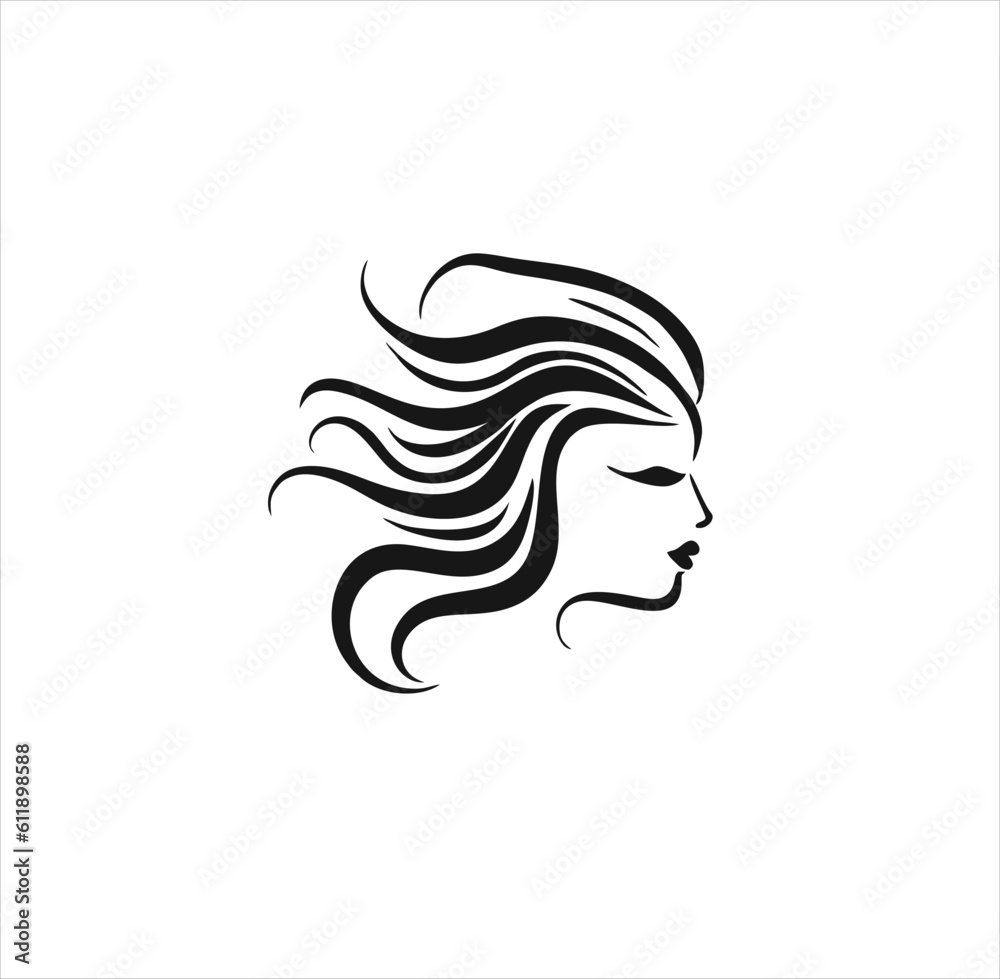 woman hair and face logo vector illustration design and symbol