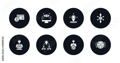 symbol for mobile filled icons set. filled icons such as credit limit, computer vision, coordinate, bio technology, big data scientist, collaborative idea, impeachment, autopilot vector.