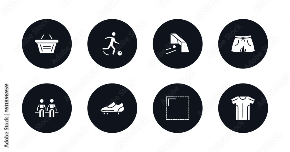 symbol for mobile filled icons set. filled icons such as shopping basket, soccer player, soccer goal, shorts, player substitution, football shoes, corner, soccer jersey vector. symbol for mobile filled icons set. filled icons such as shopping basket, soccer player, soccer goal, shorts, player substitution, football shoes, corner, soccer jersey vector.