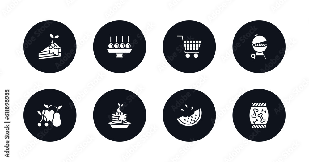 symbol for mobile filled icons set. filled icons such as cake graphic, dish and toothpick, cart graphic, cooking on the, fruits, pancake, melon slice, treats vector. symbol for mobile filled icons set. filled icons such as cake graphic, dish and toothpick, cart graphic, cooking on the, fruits, pancake, melon slice, treats vector.