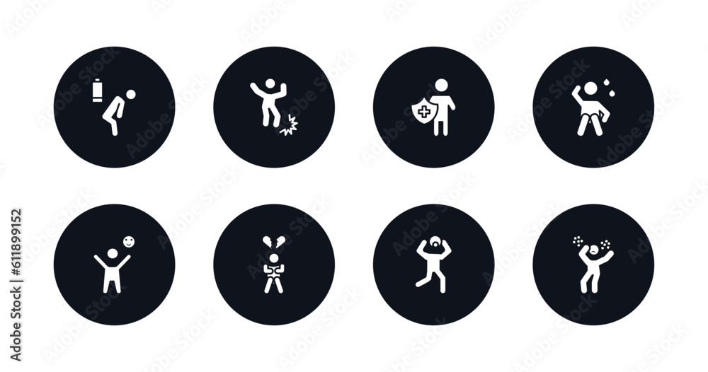 symbol for mobile filled icons set. filled icons such as exhausted human, pissed off human, safe human, anxious happy heartbroken surprised determined vector.