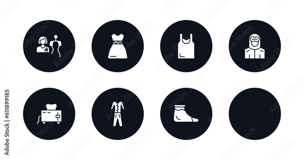 symbol for mobile filled icons set. filled icons such as tailor, neckline dress, women sleeveless shirt, hazmat, coif, electrical appliances, femenine trakcsuit, warm sock vector. symbol for mobile filled icons set. filled icons such as tailor, neckline dress, women sleeveless shirt, hazmat, coif, electrical appliances, femenine trakcsuit, warm sock vector.