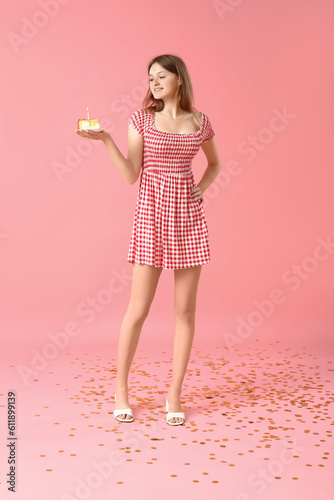 Pretty young woman with bir...