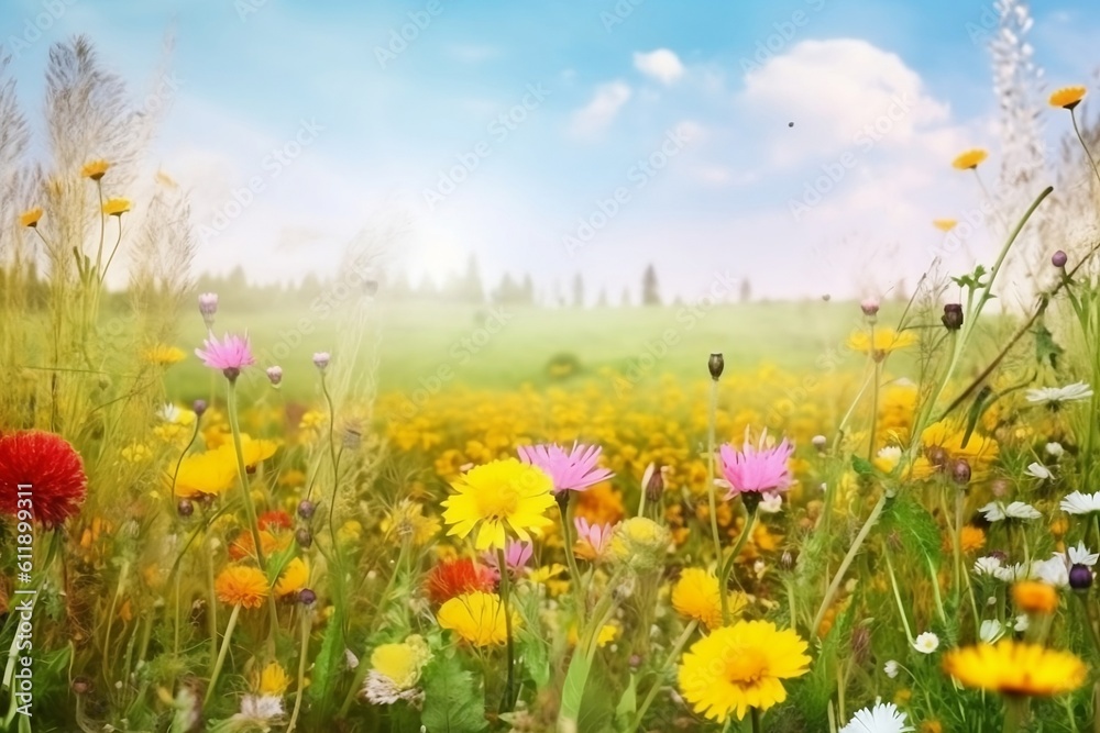 meadow with flowers.