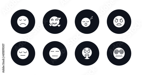 symbol for mobile filled icons set. filled icons such as disappointed emoji, love emoji, sleep emoji, yelling tired expressionless vomit hypnotized vector.