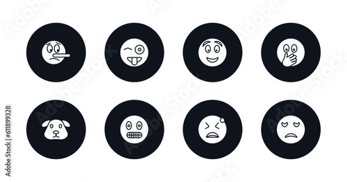 symbol for mobile filled icons set. filled icons such as lying emoji, tongue emoji, excited emoji, hand over mouth dog nervous desperate sad vector.