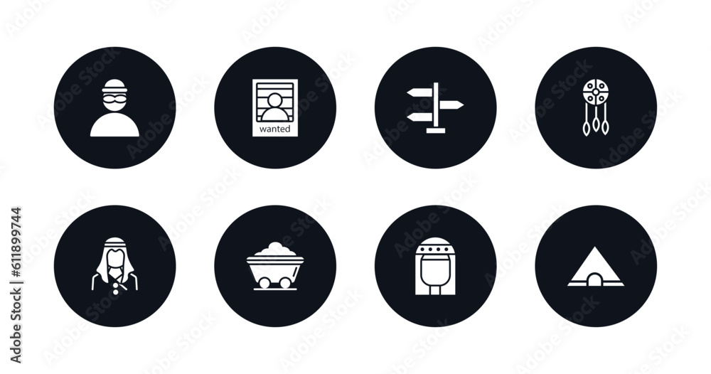symbol for mobile filled icons set. filled icons such as bandit, wanted, directional, native american, sheik, mine wagon, cleopatra, tepee vector. symbol for mobile filled icons set. filled icons such as bandit, wanted, directional, native american, sheik, mine wagon, cleopatra, tepee vector.