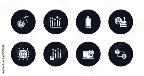 symbol for mobile filled icons set. filled icons such as mining, market forecast, point of service, crypto invest, circuit, budget diagram, online banking, peer to peer vector.