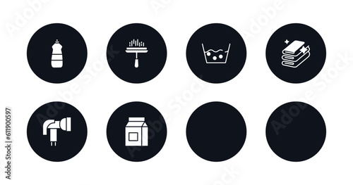 symbol for mobile filled icons set. filled icons such as dish soap, dishwashing detergent, window cleaner, wash, clothes cleaning, squeeze, garden hose, baking soda vector.