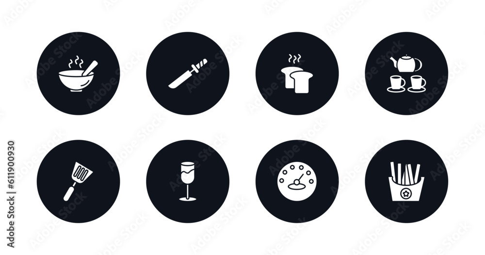 symbol for mobile filled icons set. filled icons such as hot soup, thin knife, load of bread, tea, spatula utensil, wide glass, measurement jar, french fries box vector. symbol for mobile filled icons set. filled icons such as hot soup, thin knife, load of bread, tea, spatula utensil, wide glass, measurement jar, french fries box vector.