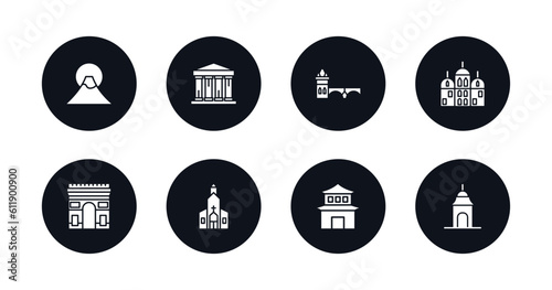 Free Download symbol for mobile filled icons set. filled icons such as fuji mountain, greece, charles bridge, gurdwara, arc de triomphe, chuch, pagoda, hindu temple vector. - GFXLoad