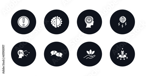 symbol for mobile filled icons set. filled icons such as failure, brain process, mind, brainstorm, perception, questions, relax, opportunities vector.