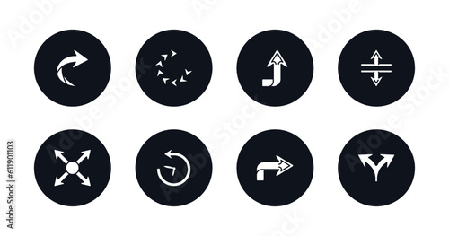 symbol for mobile filled icons set. filled icons such as right curve, loading arrows, upward, split vertical, resize, reload time, right arrow curved, split arrows vector.