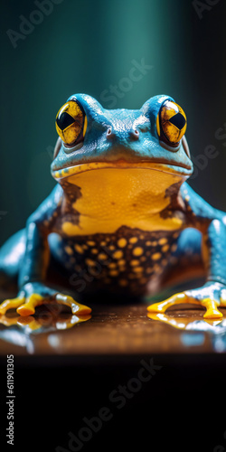 blue rainforest poison dart frog, generative ai