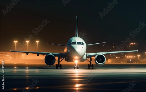 Passenger plane landing during the night