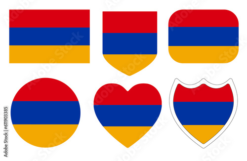 Flag of Armenia in shape design set.