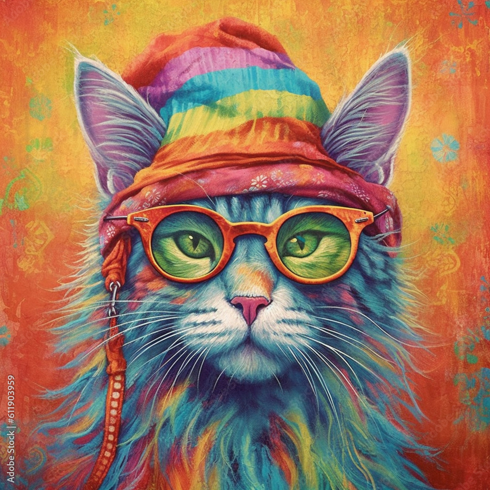 Fototapeta Hippy cat