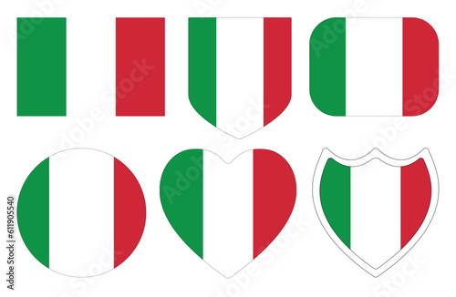 Italian flag in design shape set. Flag of Italy in design shape set. 