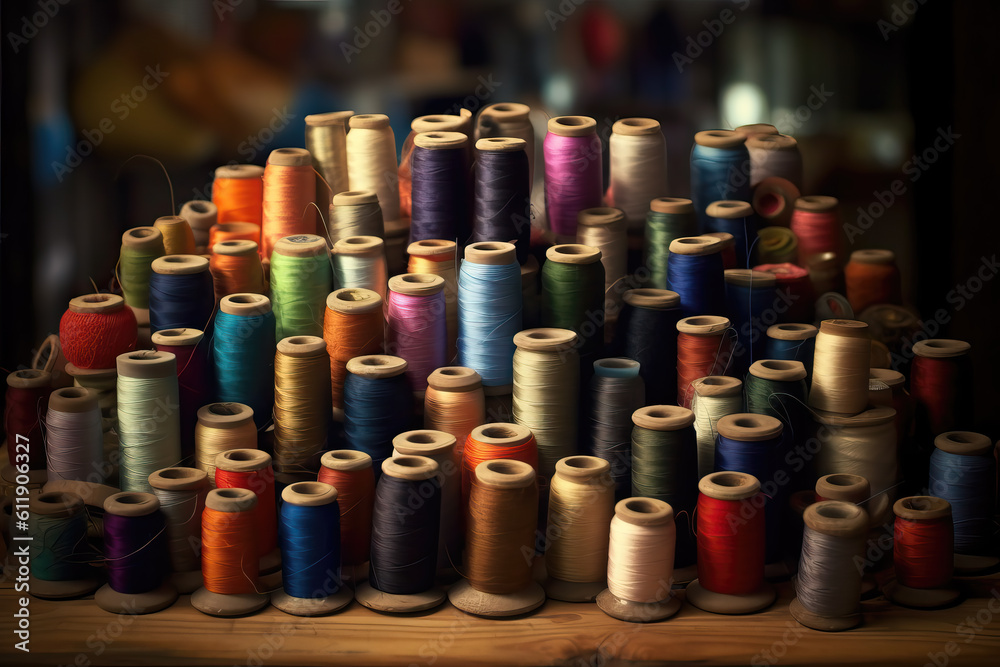 Spools of colored thread close up as a background. Spools of colored thread close up as a background.