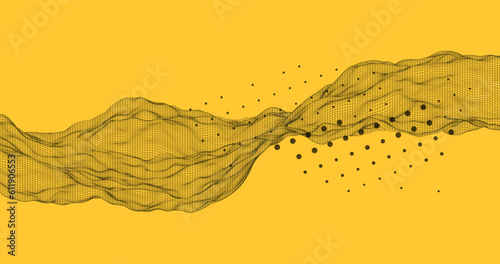 The abstract wave is made in a frame style. Template for science and technology presentation.