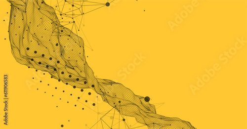 The abstract wave is made in a frame style. Template for science and technology presentation.