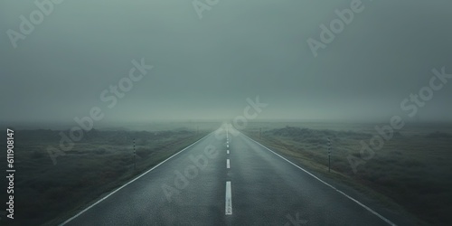 Obraz na płótnie Misty empty road in lowlands