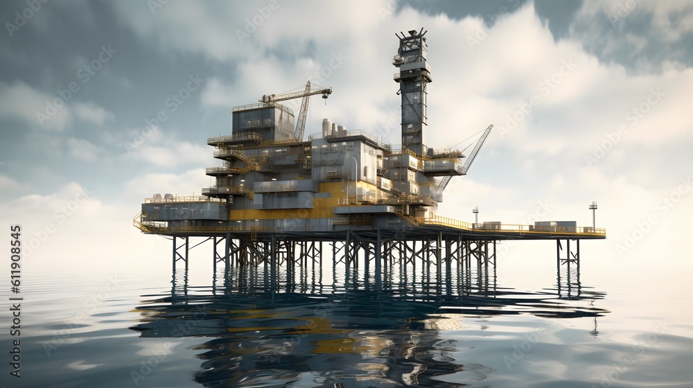 Petroleum platform oil and gas at sea. Generative AI