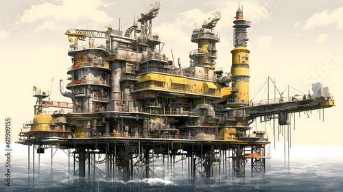 Petroleum platform oil and gas at sea. Generative AI