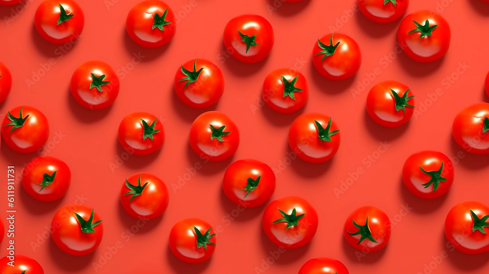 background of red tomatoes pattern created with Generative Ai 