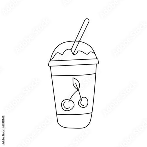 Vector illustration of milkshake in doodle style