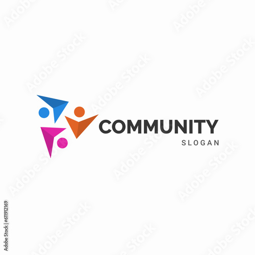 CONNECTED PEOPLE IN SIMPLE DESIGN WITH COLORFUL SHAPE