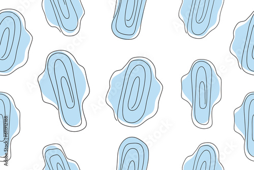 Seamless vector pattern. Background for gynecology theme. Women's pads with wings pattern on white background. Sanitary napkin for girl's periods and hygiene. Vector illustration