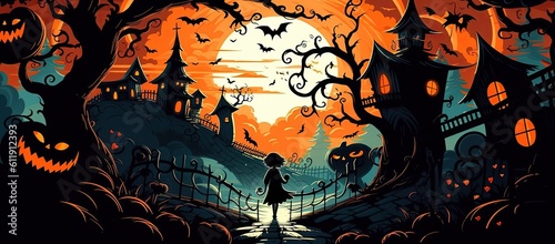 An illustration of Halloween cover , AI Generated © kanate