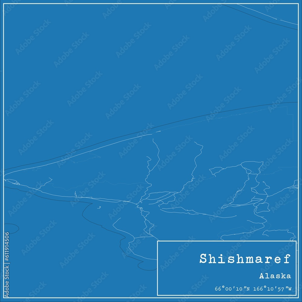 Blueprint US city map of Shishmaref, Alaska.
