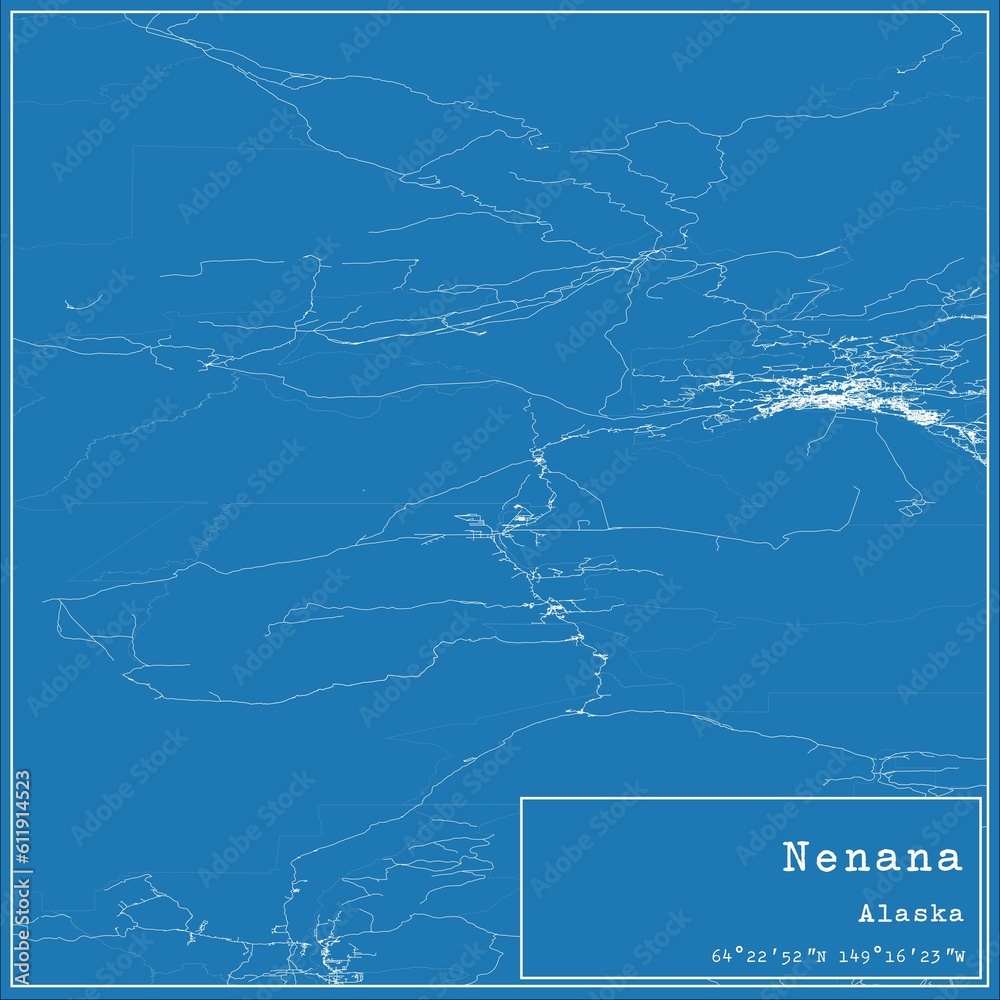 Blueprint US city map of Nenana, Alaska. Blueprint US city map of Nenana, Alaska.