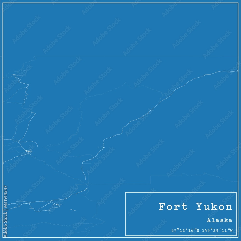 Blueprint US city map of Fort Yukon, Alaska. Blueprint US city map of Fort Yukon, Alaska.