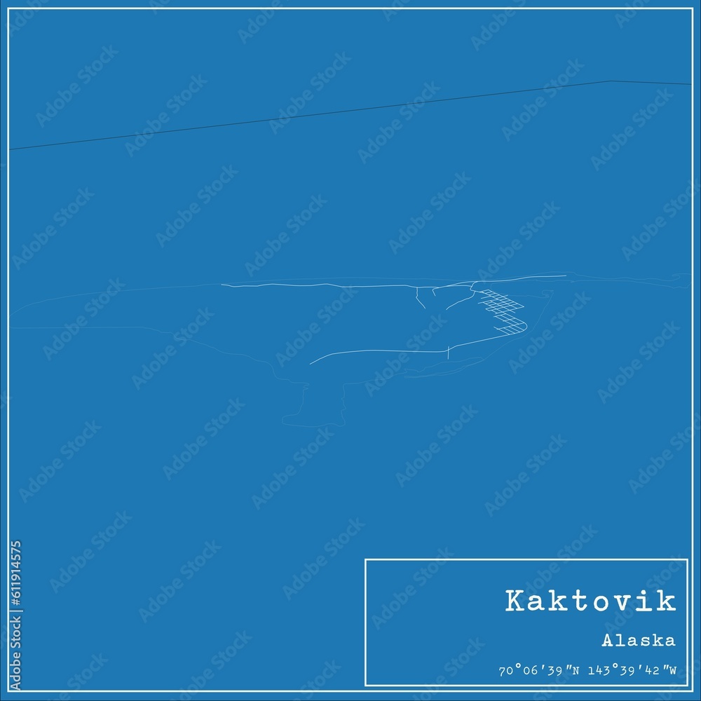 Blueprint US city map of Kaktovik, Alaska.
