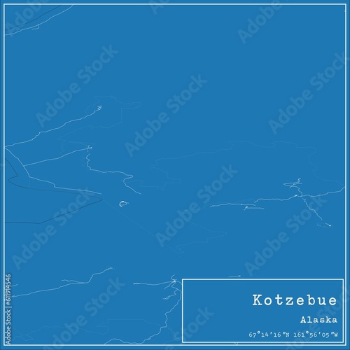 Blueprint US city map of Kotzebue, Alaska.