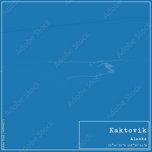 Blueprint US city map of Kaktovik, Alaska. photo